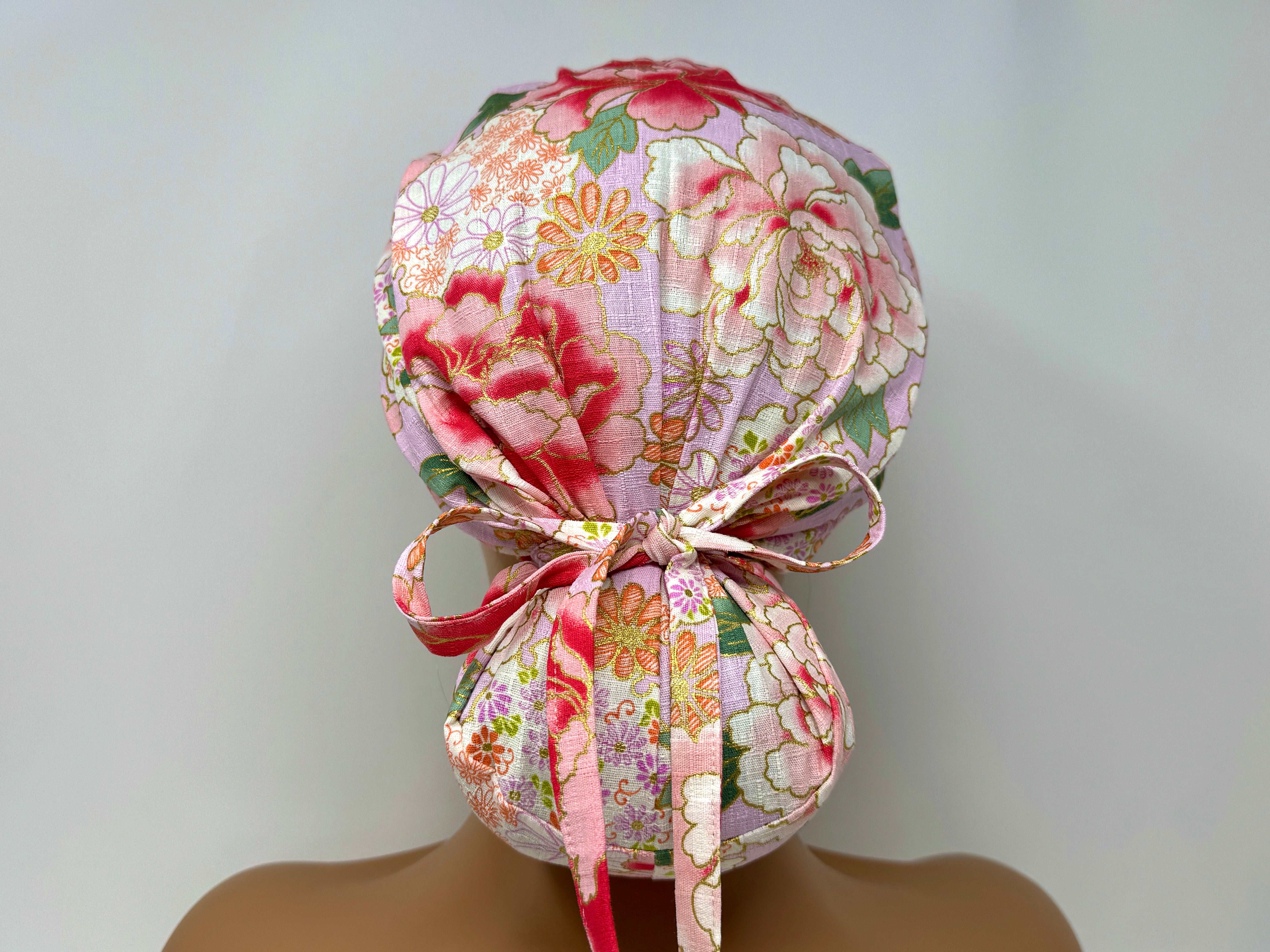 Peony Flowers - Cotton Dobby - Ponytail