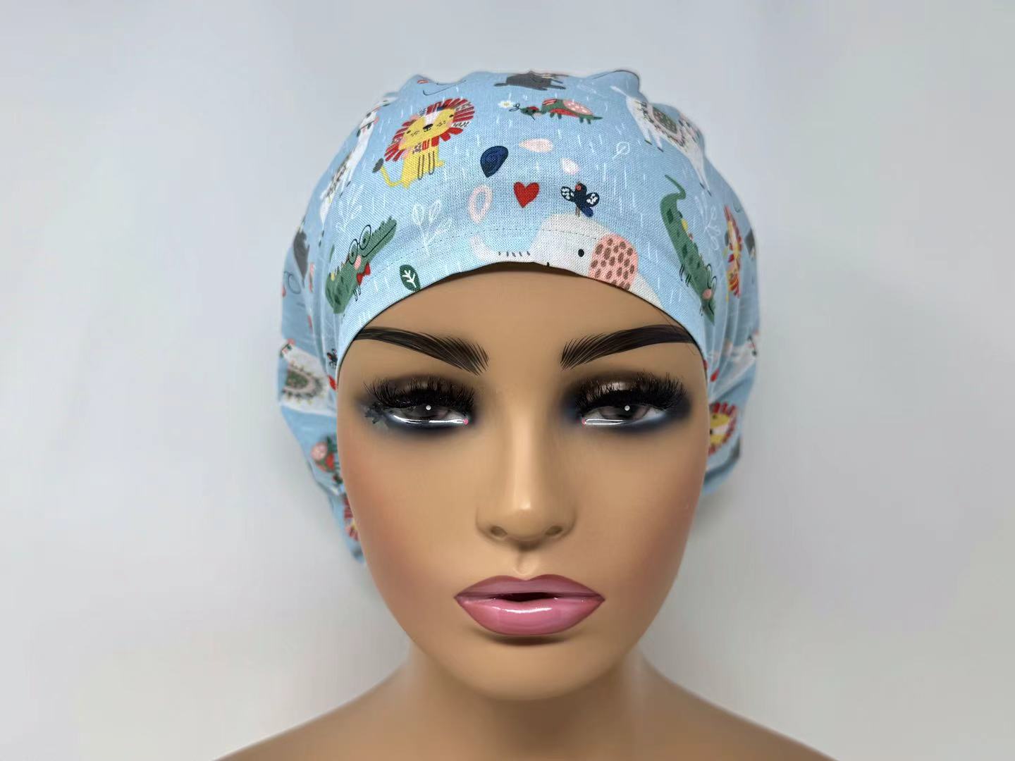 Zoo Animals on Light Blue  - Ponytail