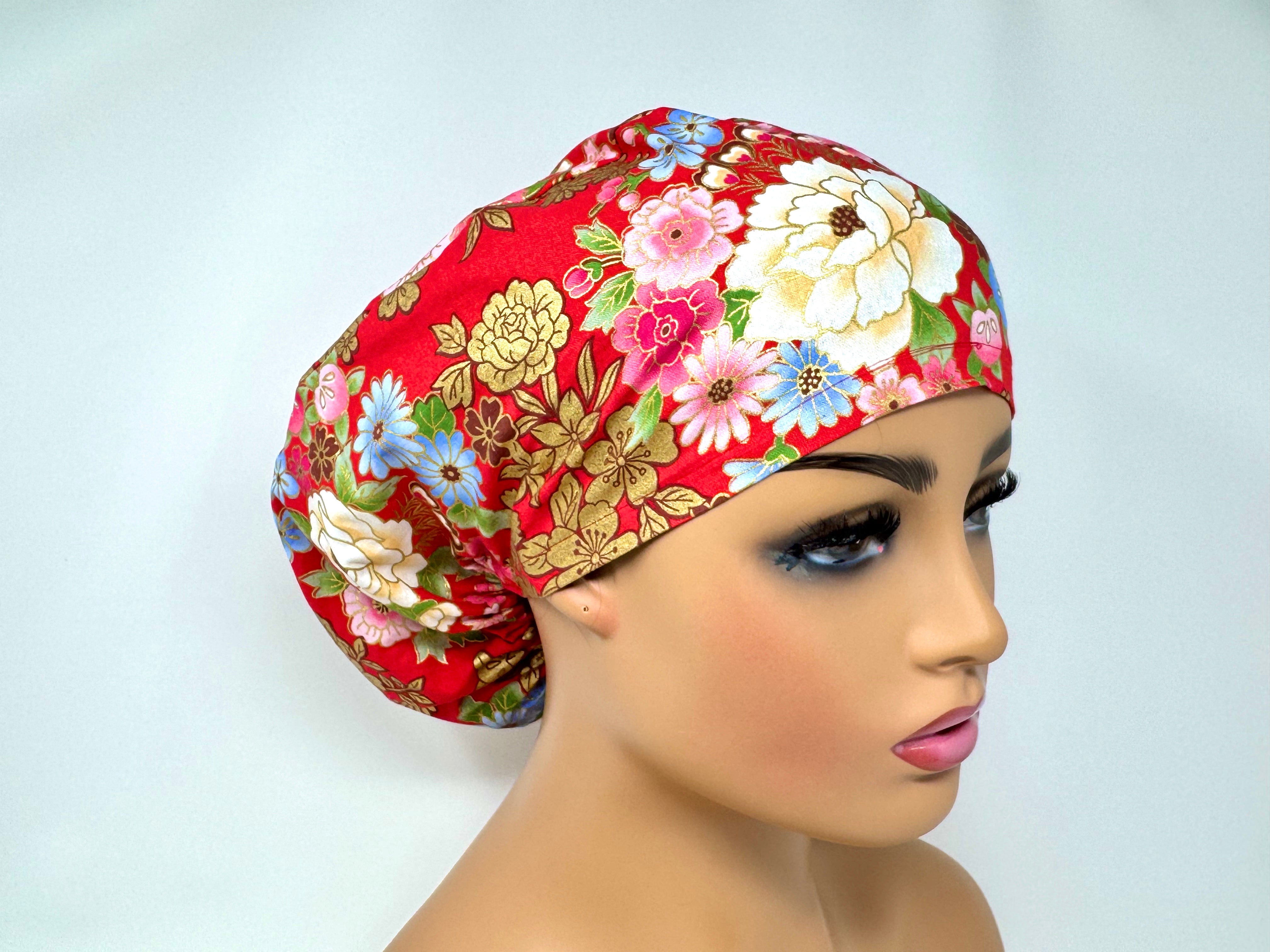 Mixed Flowers 5 - C *Gold Metallic Print* - Ponytail-Classic Japanese Fabric