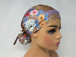 Mixed Flowers 5 - B *Gold Metallic Print* - Ponytail-Classic Japanese Fabric