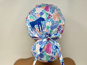 Tropical Jungle Animals -White- Ponytail