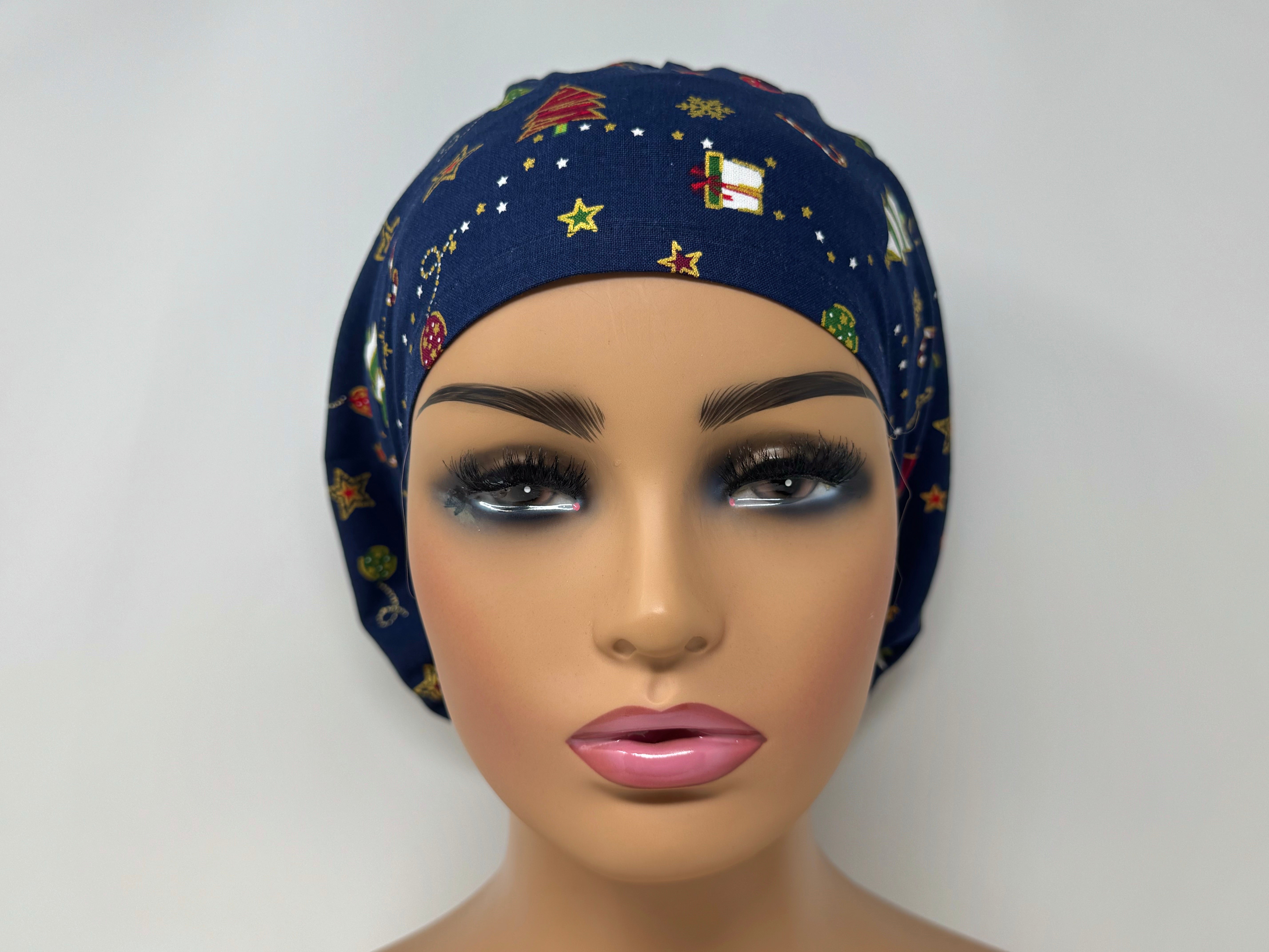 XMAS Tree on Navy - Golden Metallic Print - Ponytail