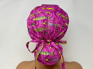 Sea Goddess- Raspberry  - Gold Metallic Print - Ponytail