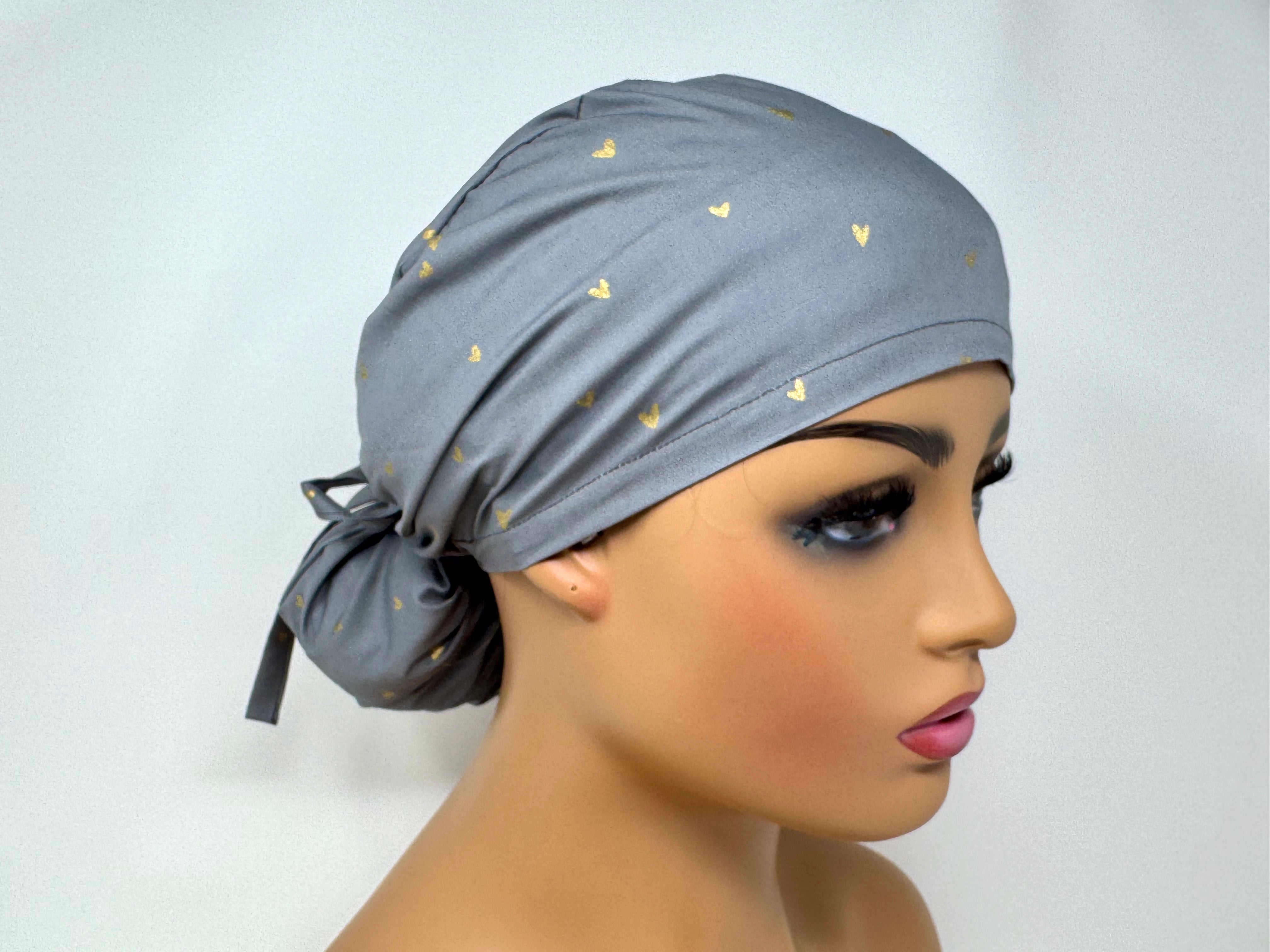 Japanese Fabric -Love Hearts E *Gold Metallic Print*  - Ponytail