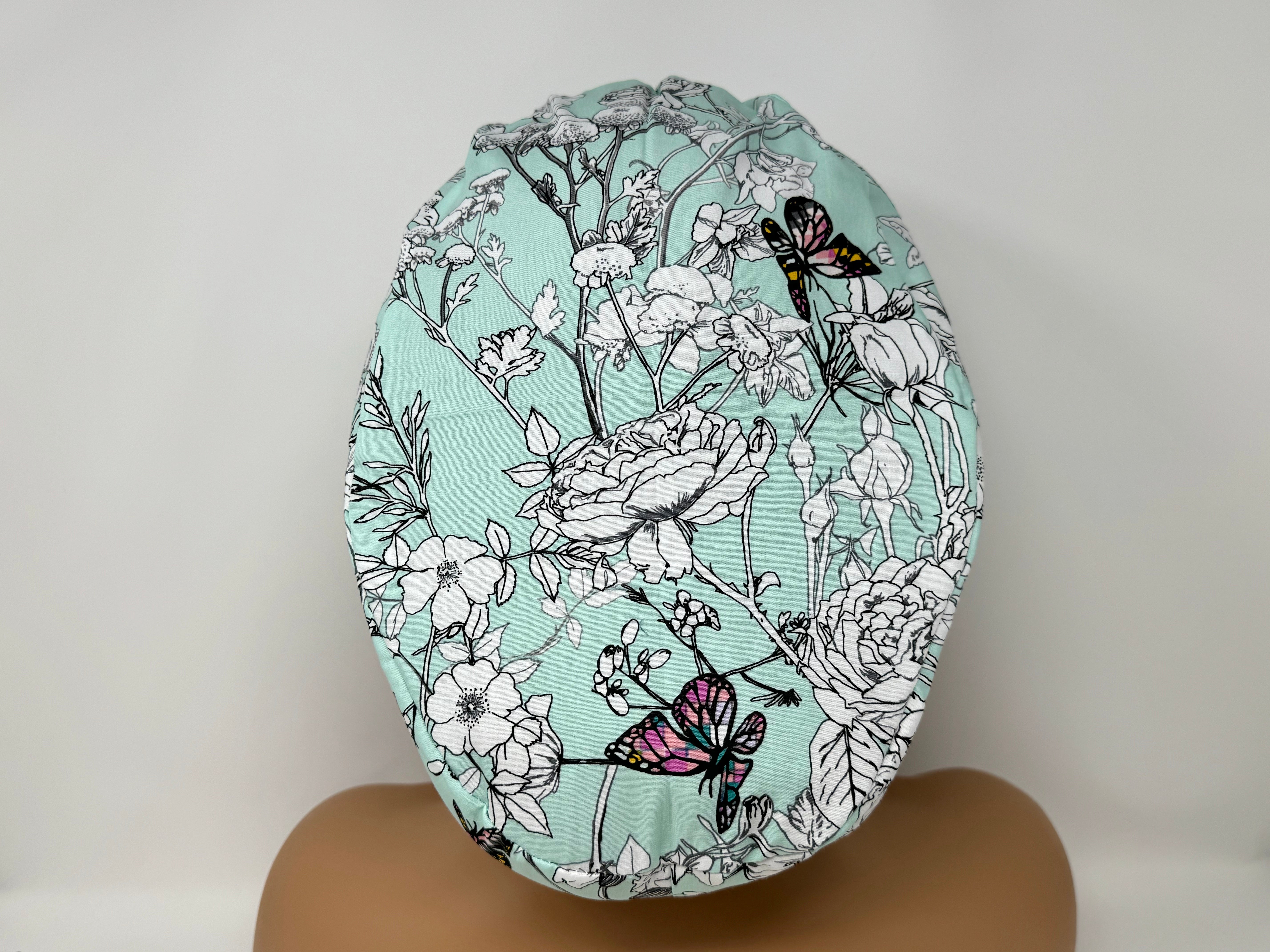 Floral Sketch with Butterflies on Teal - Ponytail