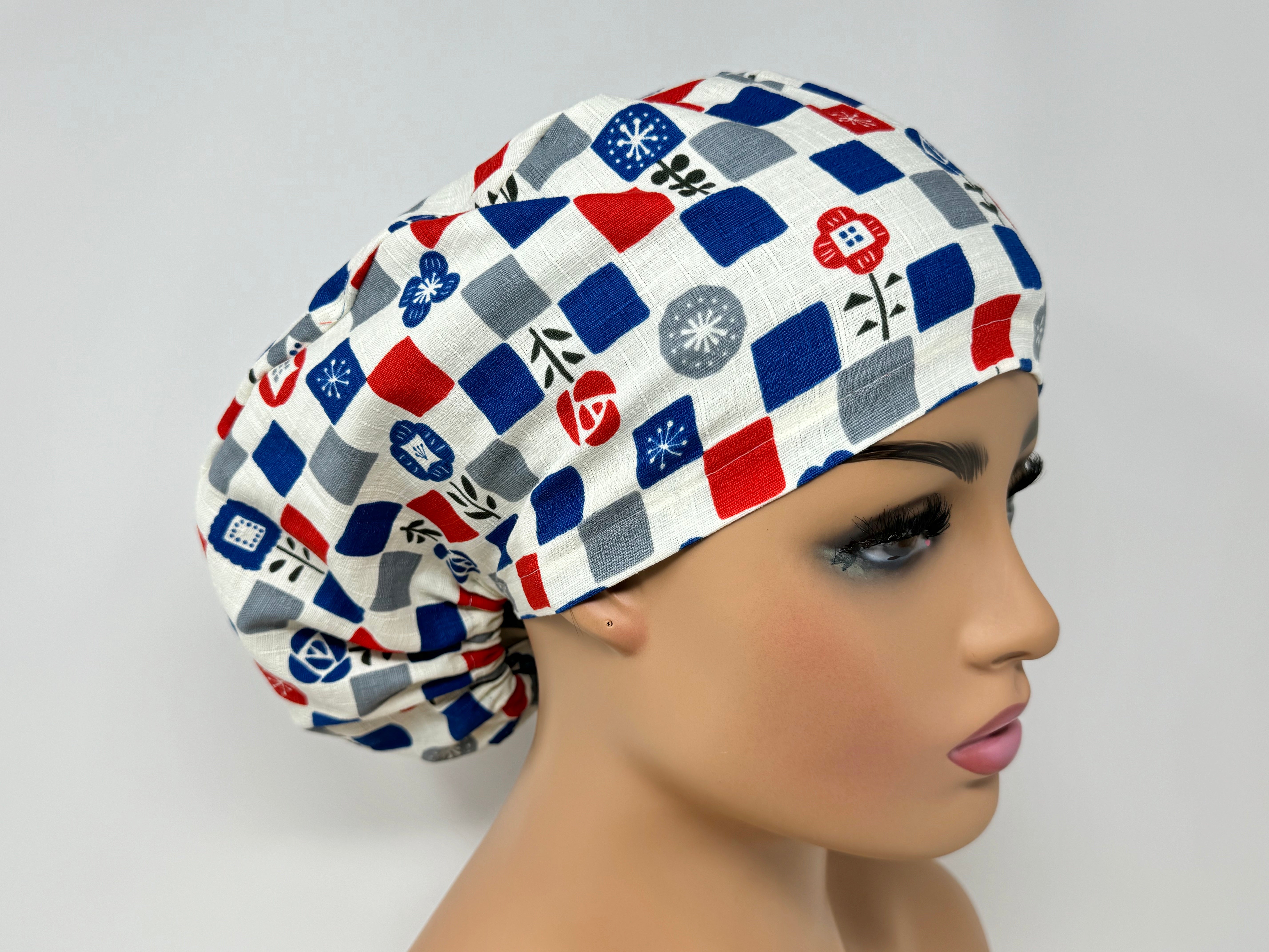 Japanese Checkered Floral - Cotton Dobby - Ponytail