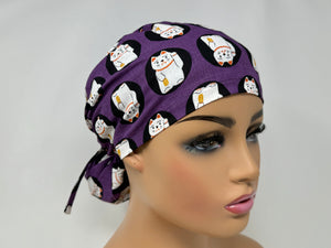 Lucky Cats On Purple - Cotton Dobby - Ponytail