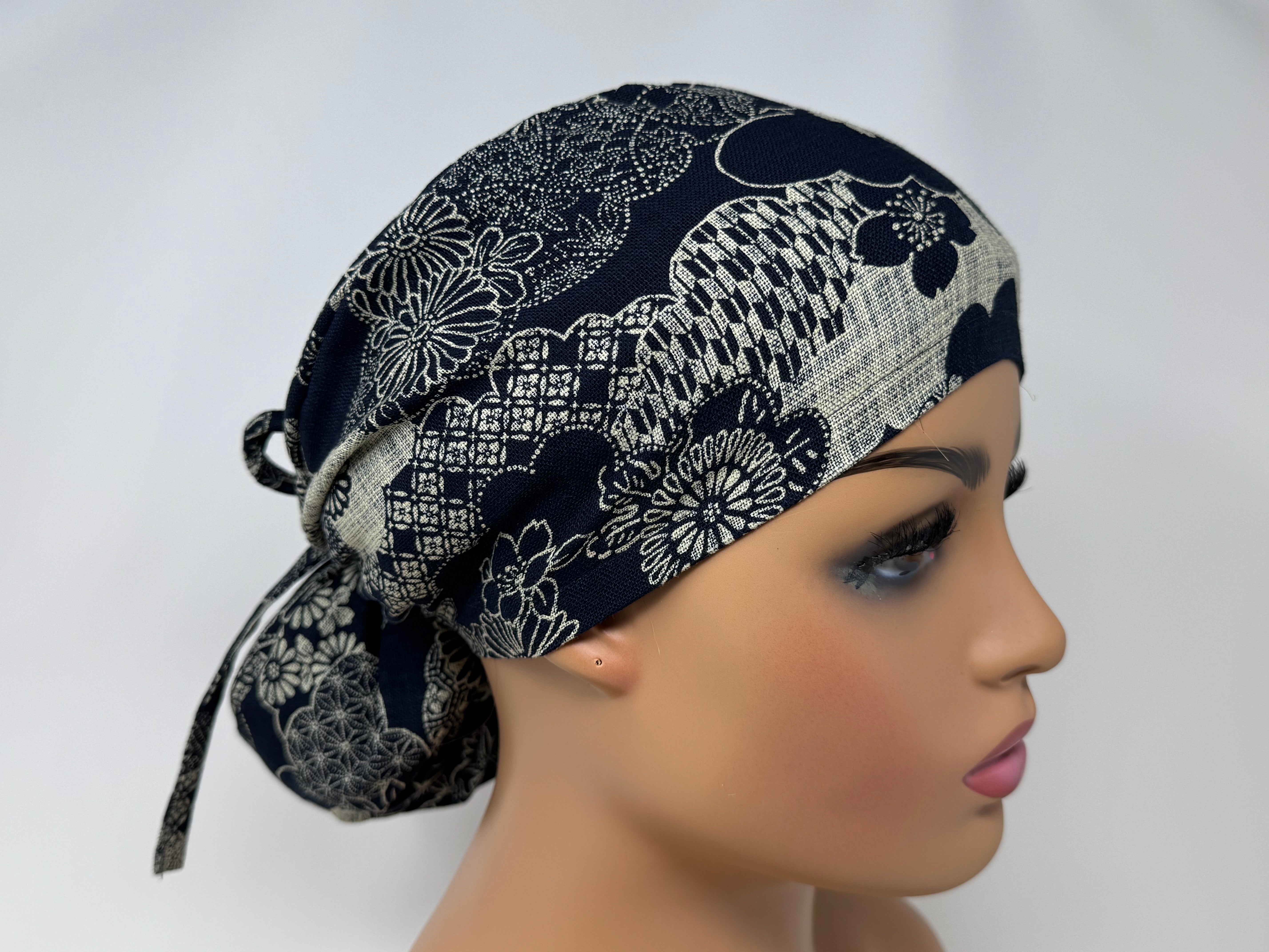 Clouds and Flowers - Indigo - Ponytail