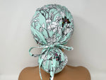 Load image into Gallery viewer, Floral Sketch with Butterflies on Teal - Ponytail
