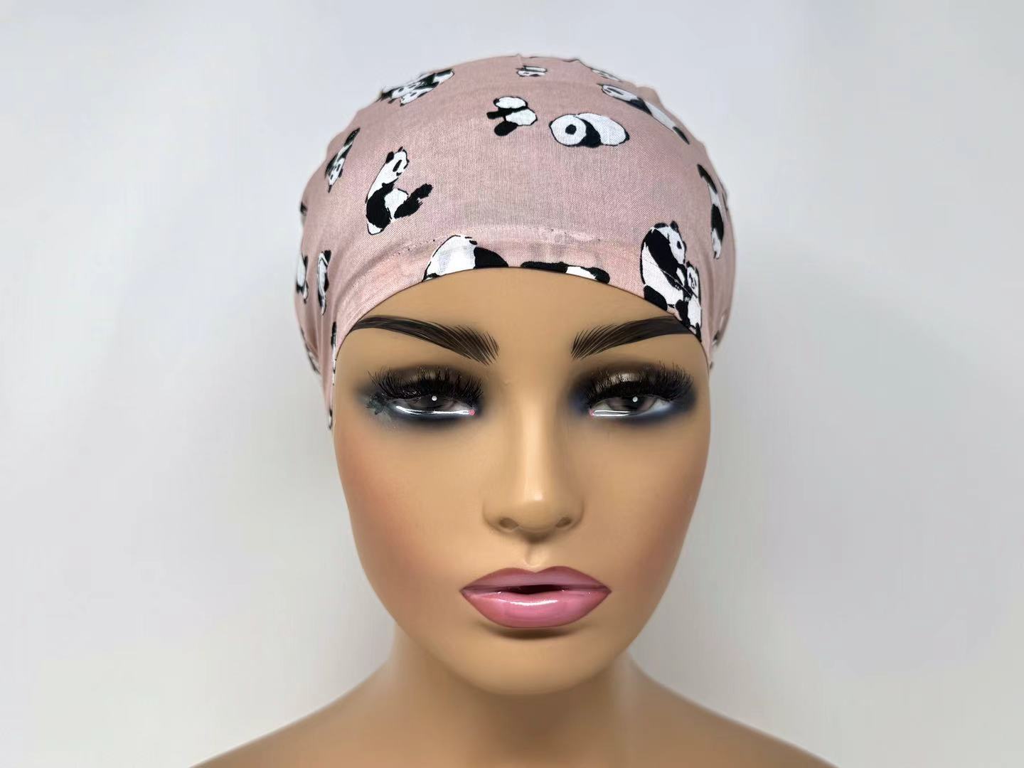 Panda Family  On Pink -Cotton Lawn  - Ponytail