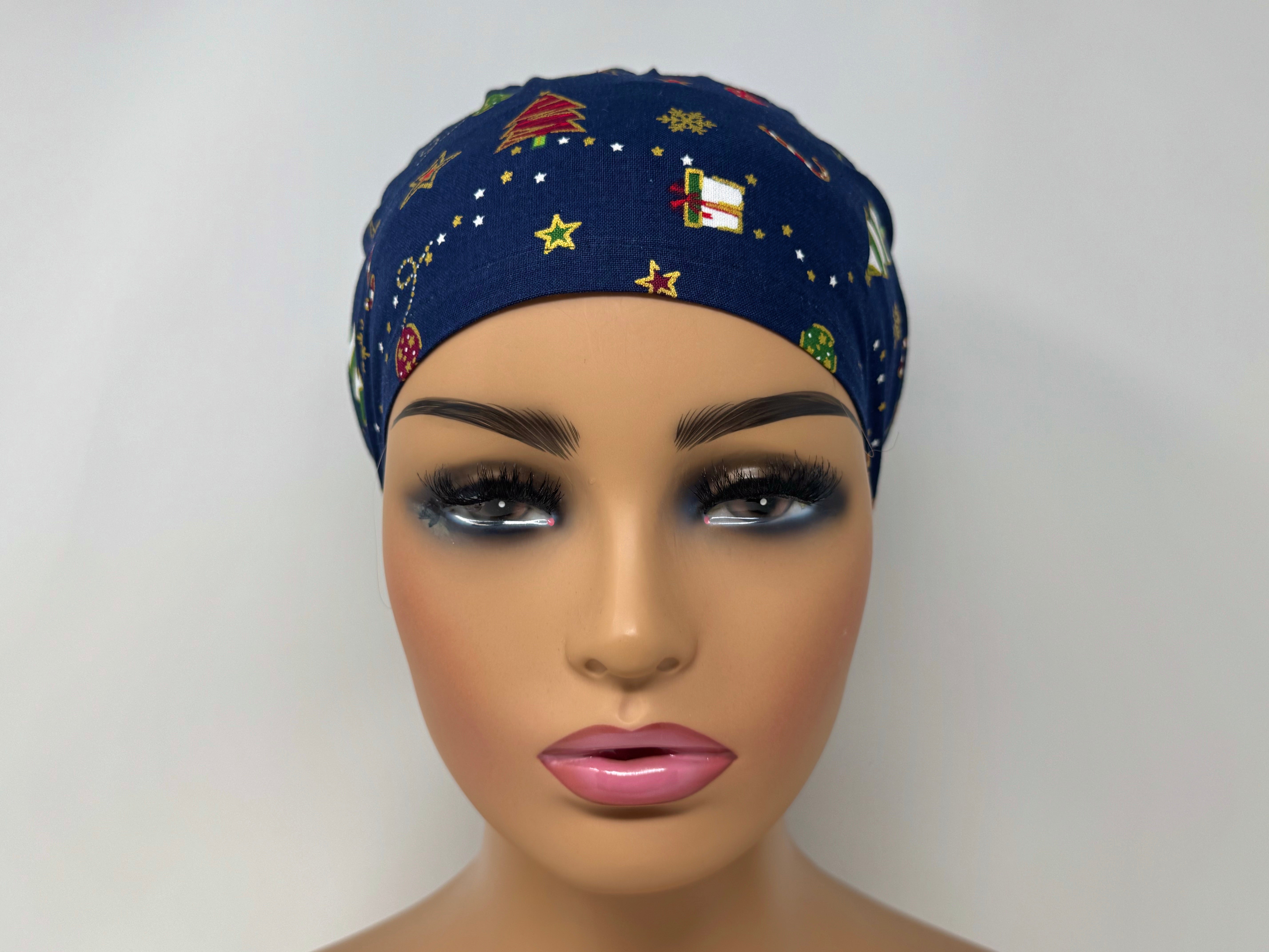 XMAS Tree on Navy - Golden Metallic Print - Ponytail