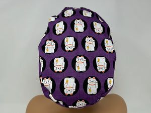 Lucky Cats On Purple - Cotton Dobby - Ponytail