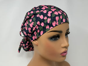 Strawberry On Dark Navy - Ponytail-Japanese Fabric