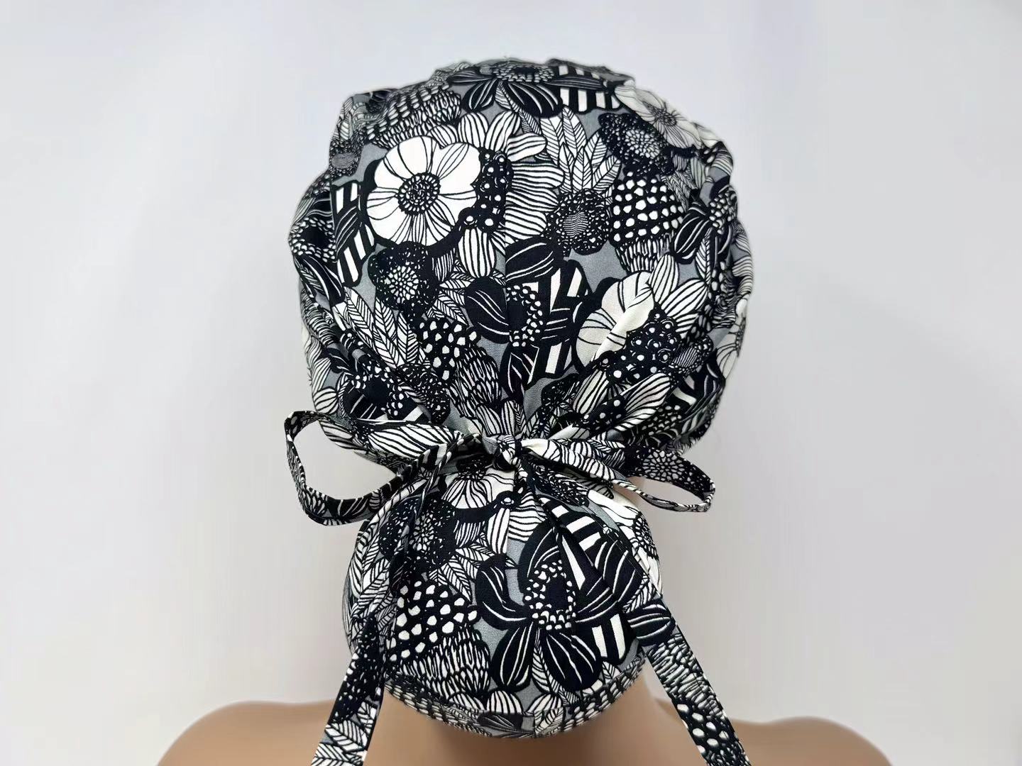 Wild Floral - Scrub Hat - Ponytail