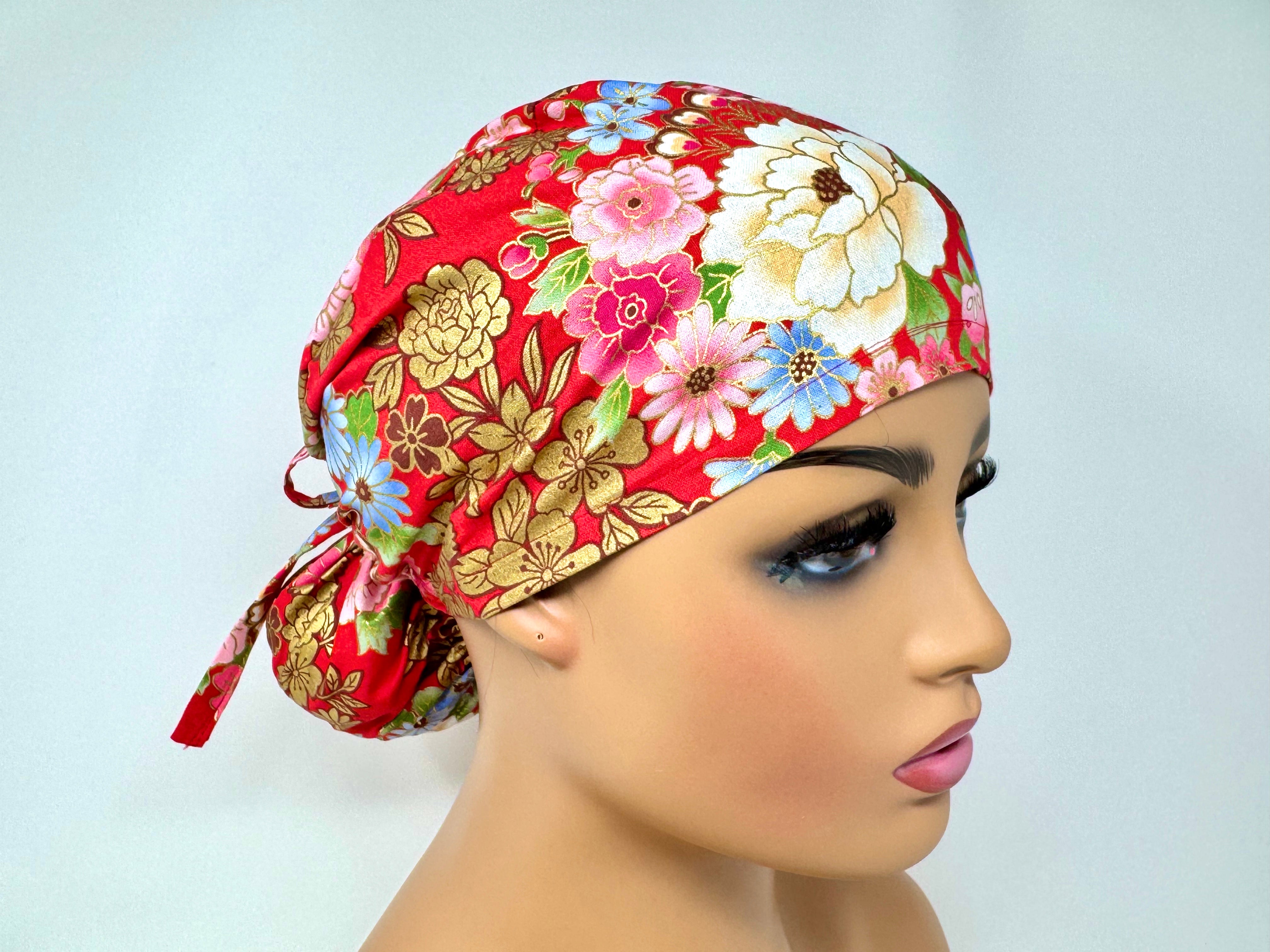 Mixed Flowers 5 - C *Gold Metallic Print* - Ponytail-Classic Japanese Fabric