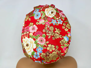 Mixed Flowers 5 - C *Gold Metallic Print* - Ponytail-Classic Japanese Fabric