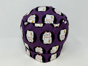 Lucky Cats On Purple - Cotton Dobby