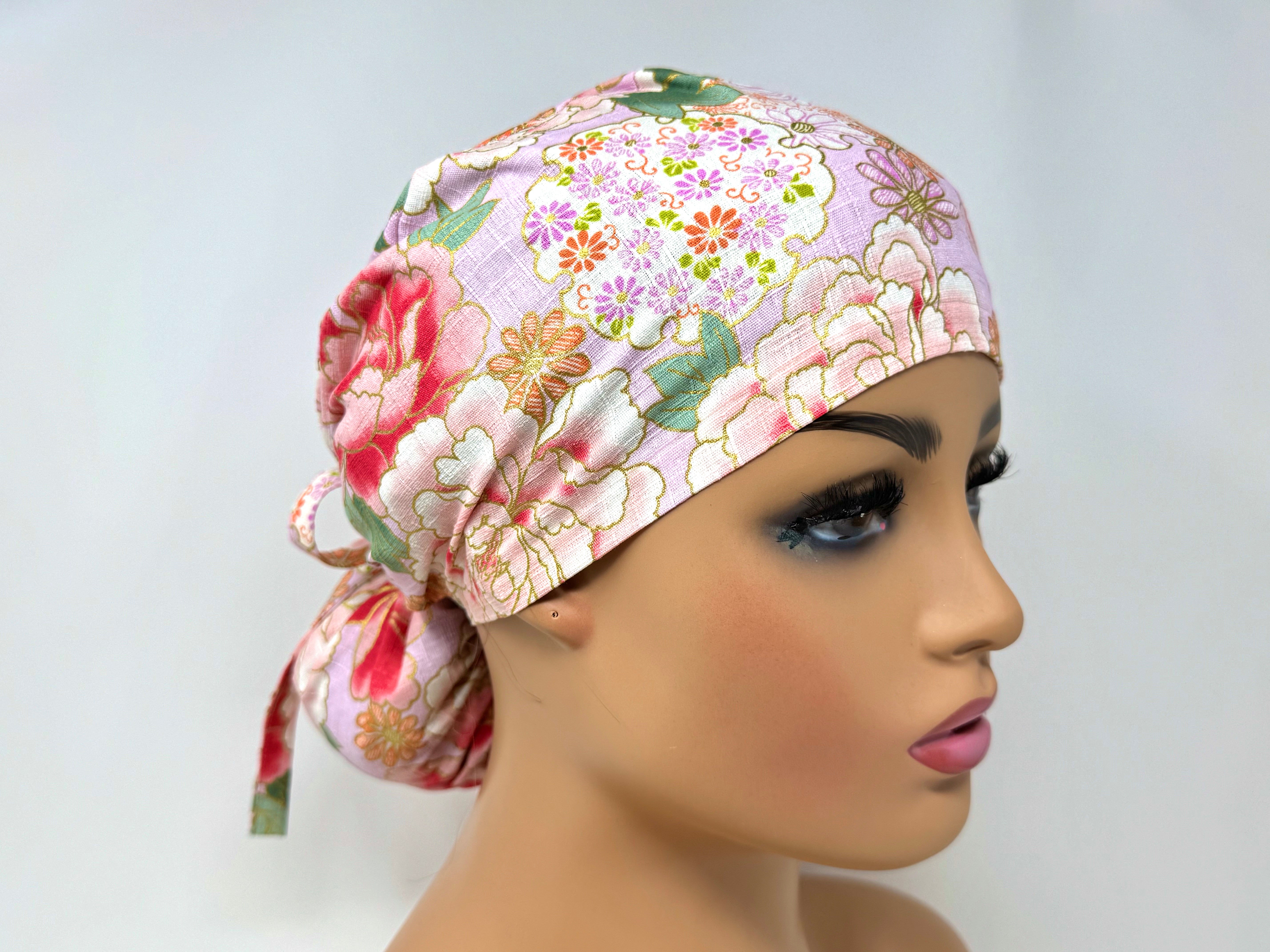 Peony Flowers - Cotton Dobby - Ponytail