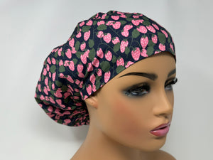 Strawberry On Dark Navy - Ponytail-Japanese Fabric