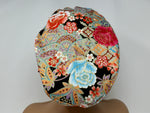 Load image into Gallery viewer, Mixed Flowers  3  On Black *Gold Metallic Print* - Ponytail-Classic Japanese Fabric
