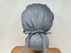 Japanese Fabric -Love Hearts E *Gold Metallic Print*  - Ponytail