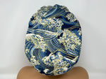 Load image into Gallery viewer, Metallic Gold Waves On Blue  - Cotton Dobby - Ponytail
