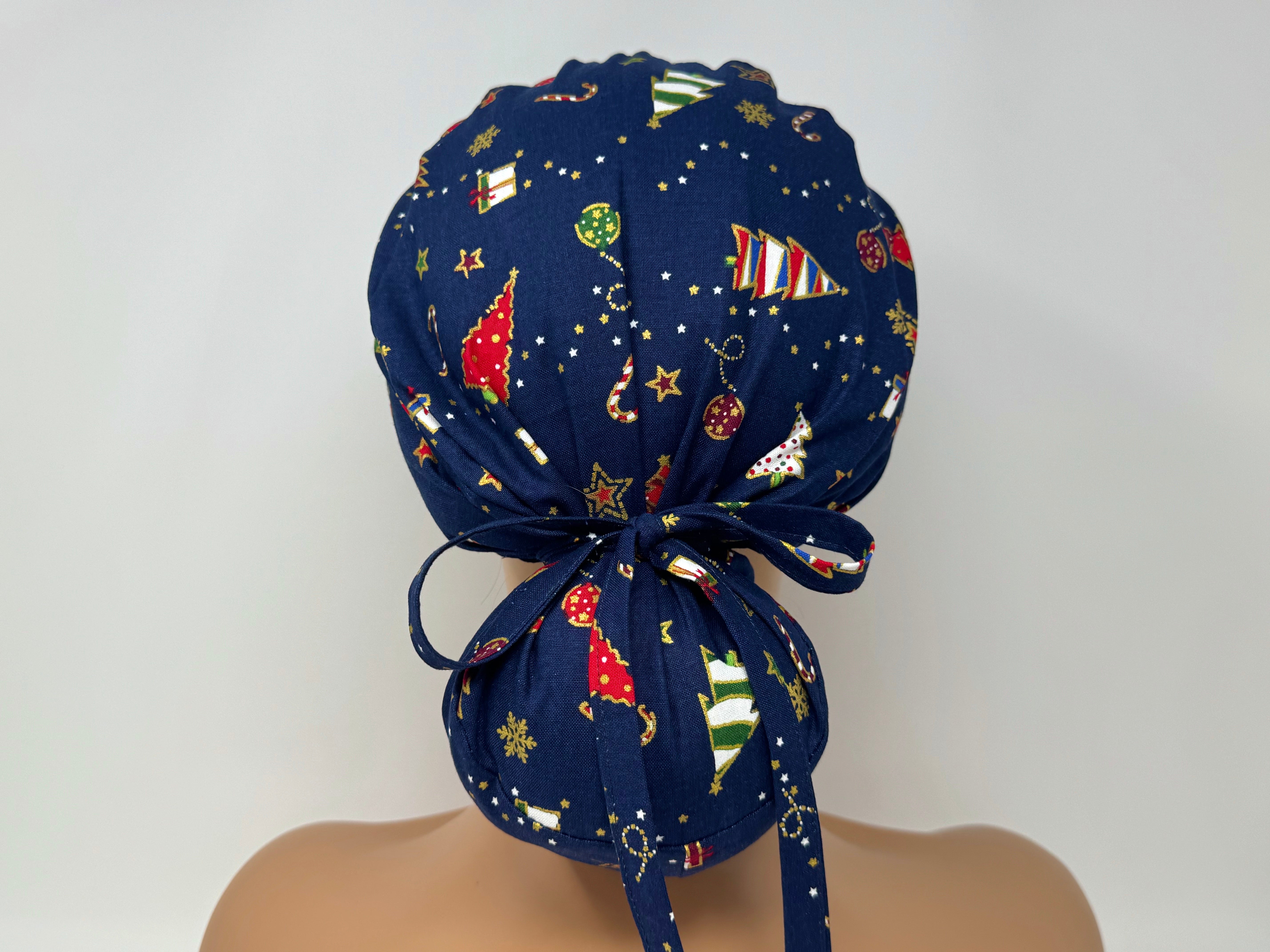 XMAS Tree on Navy - Golden Metallic Print - Ponytail