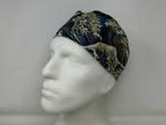 Load image into Gallery viewer, Metallic Gold Waves On Blue  - Cotton Dobby - SP
