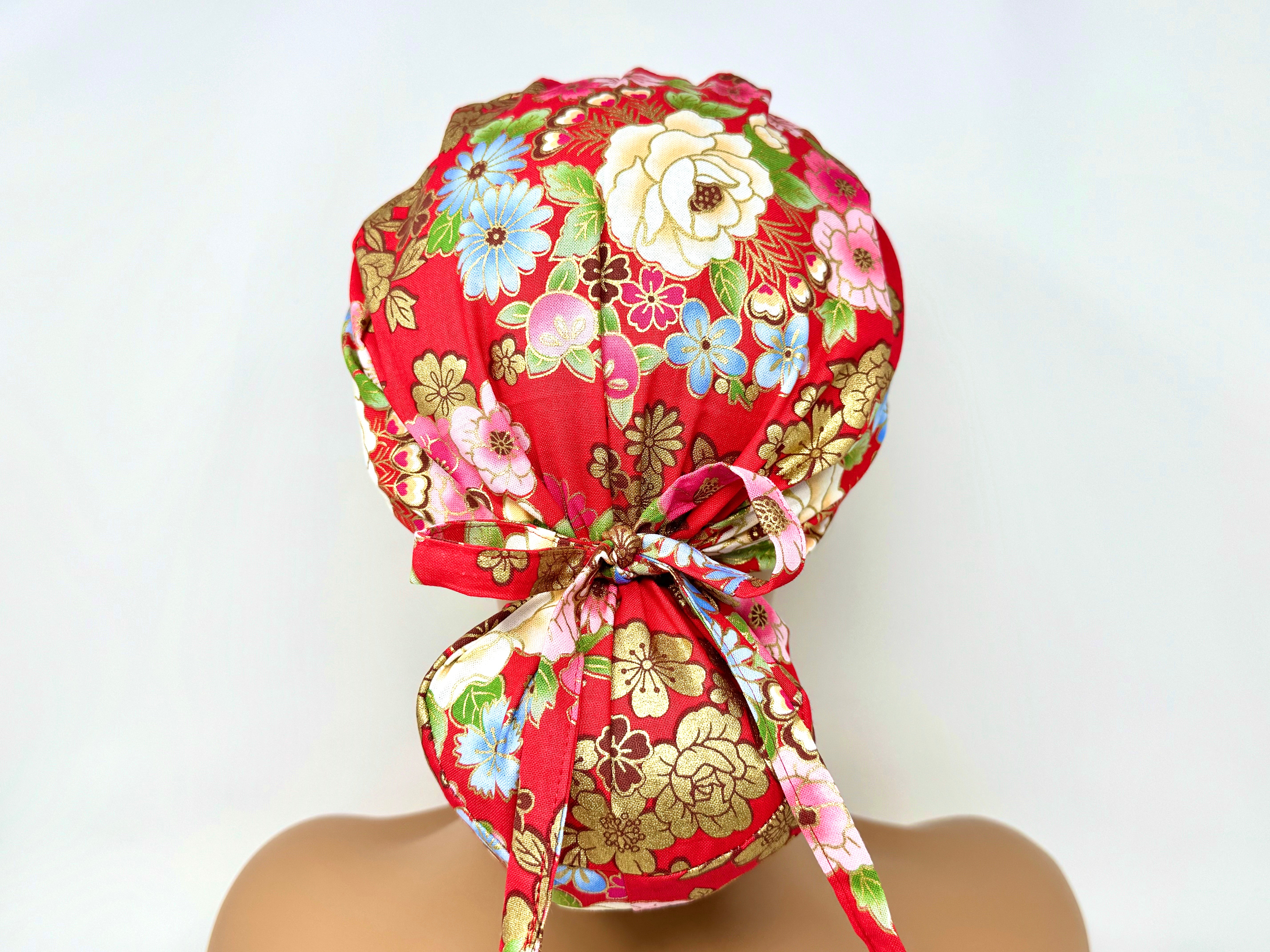 Mixed Flowers 5 - C *Gold Metallic Print* - Ponytail-Classic Japanese Fabric