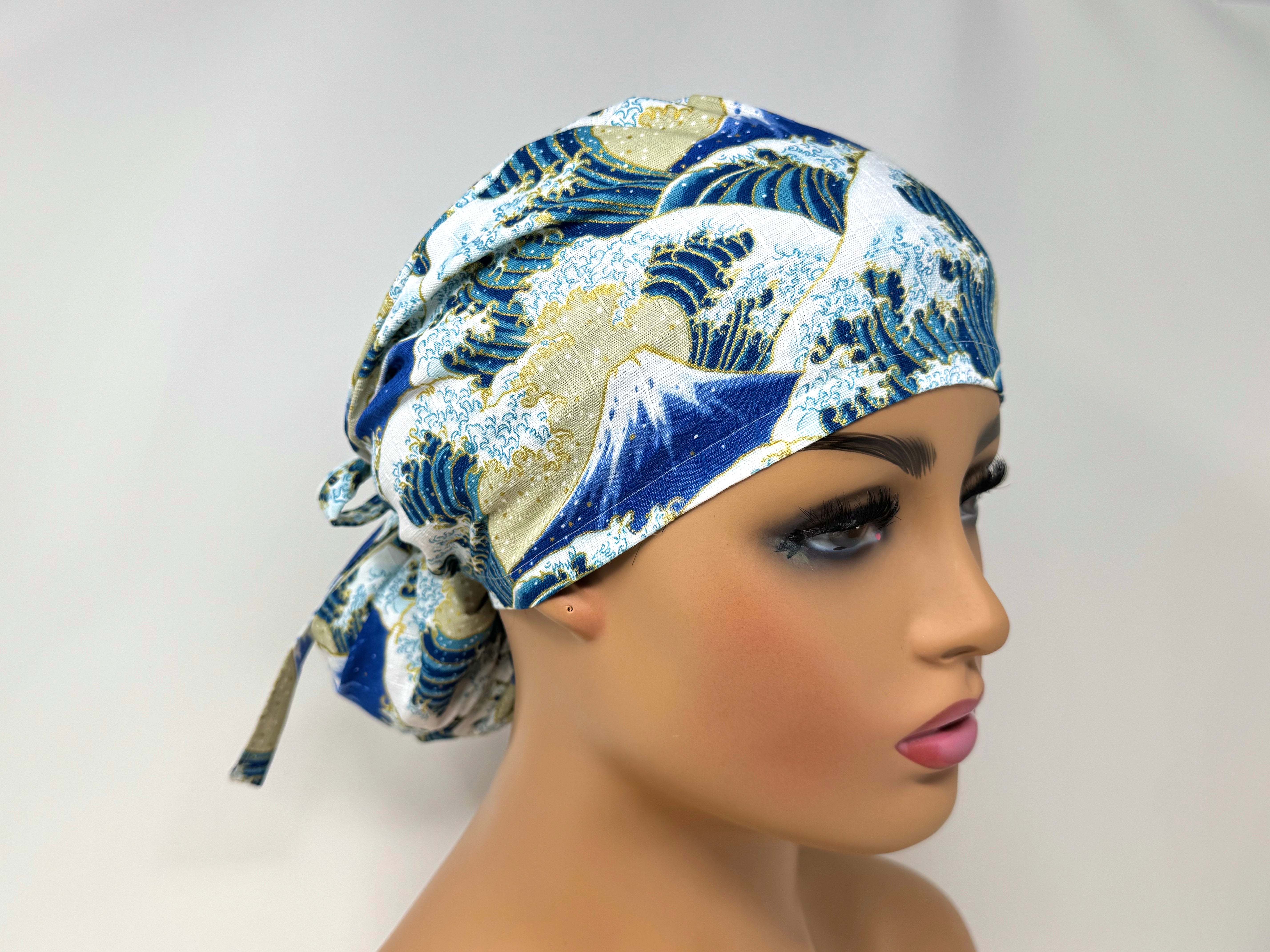 The Great Waves -*Gold Metallic Print*  - Cotton Dobby - Ponytail