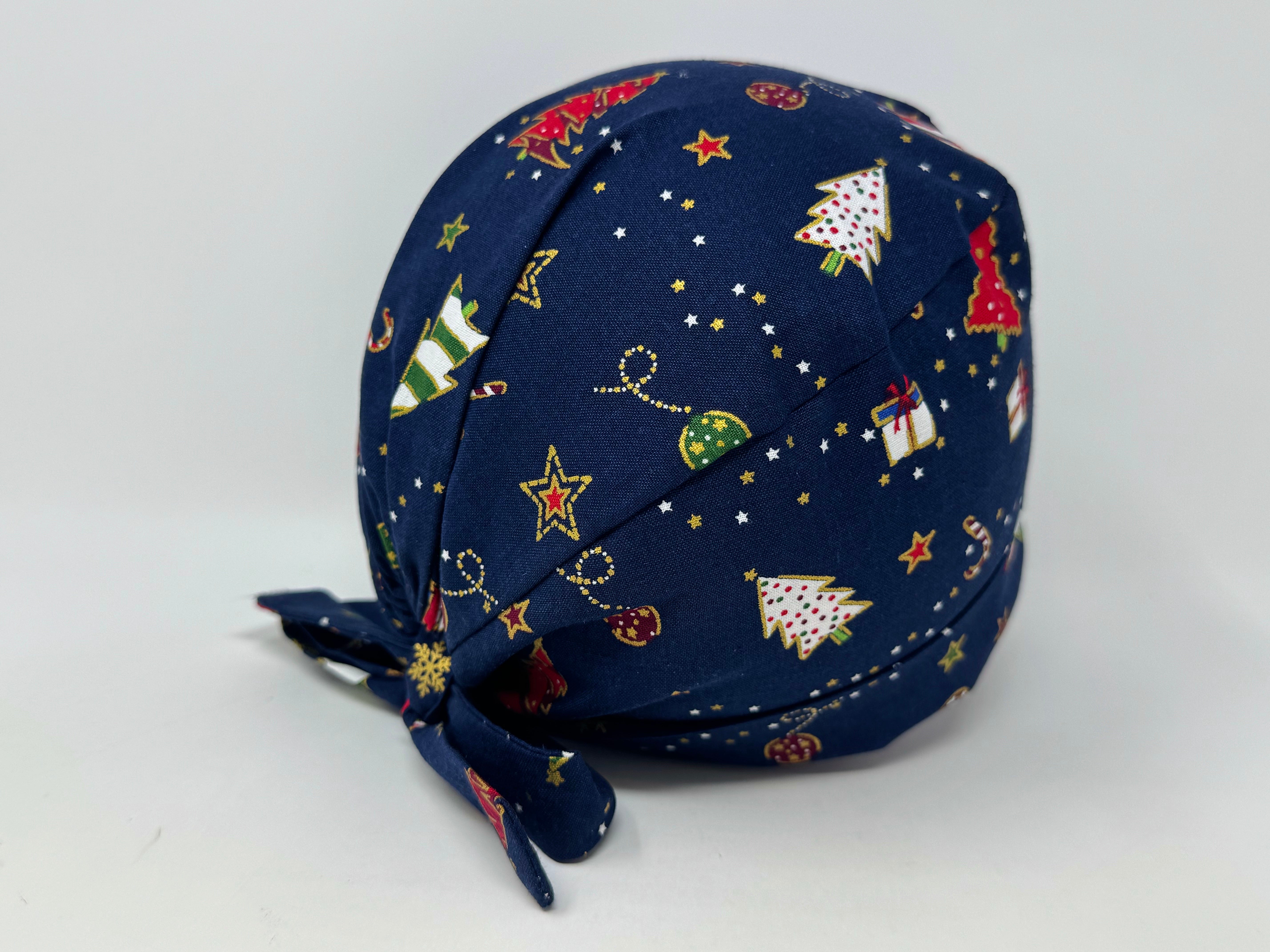 XMAS Tree on Navy - Golden Metallic Print