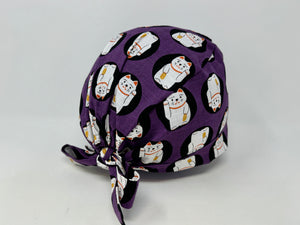 Lucky Cats On Purple - Cotton Dobby