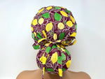 Load image into Gallery viewer, Lemons on  Rusty Maroon - Cotton Lawn - Ponytail
