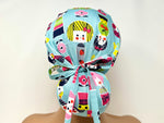 Load image into Gallery viewer, Kokeshi Dolls on Blue - Oxford Cotton - Ponytail
