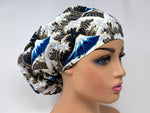 Load image into Gallery viewer, The Great Waves B -*Gold Metallic Print*  - Cotton Dobby - Ponytail

