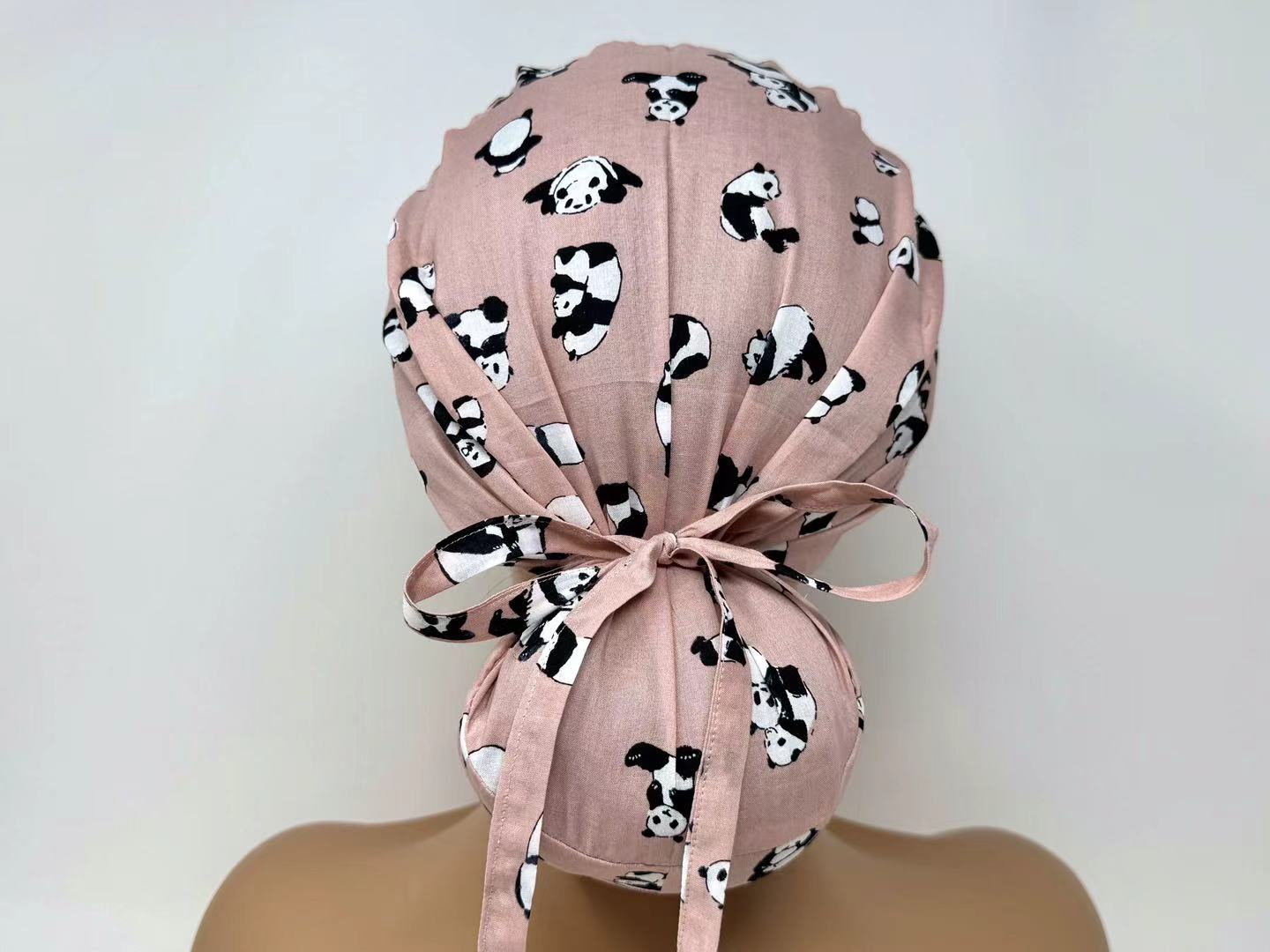 Panda Family  On Pink -Cotton Lawn  - Ponytail