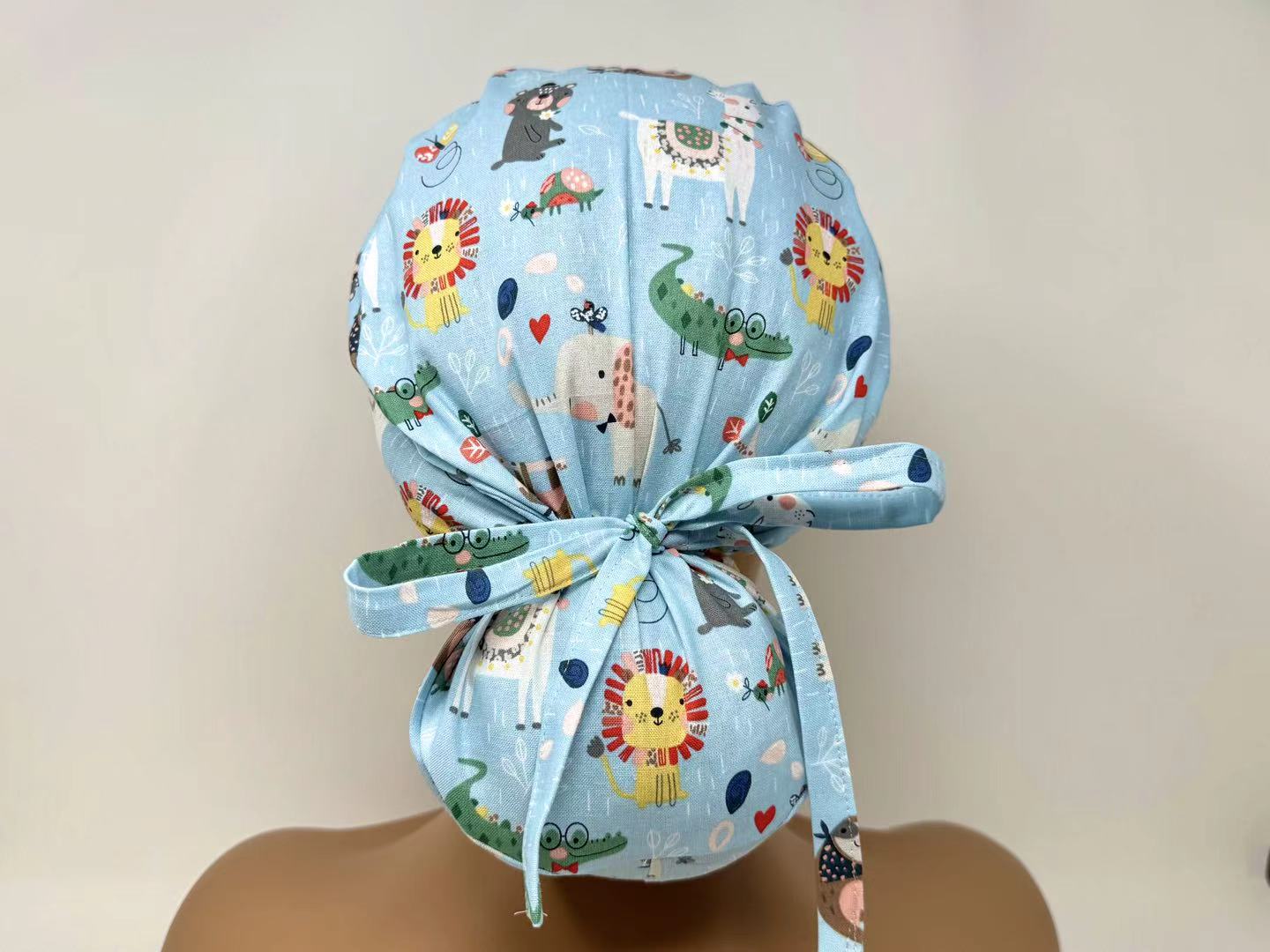 Zoo Animals on Light Blue  - Ponytail