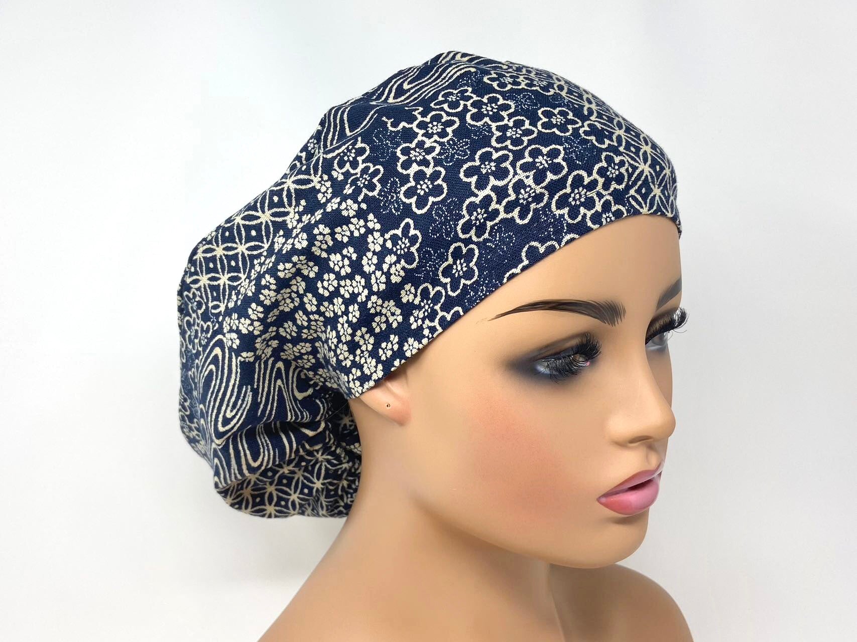 Floral and Waves on Indigo - Ponytail