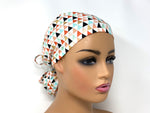 Load image into Gallery viewer, Pink, Teal, Gold Triangular Pattern - Ponytail
