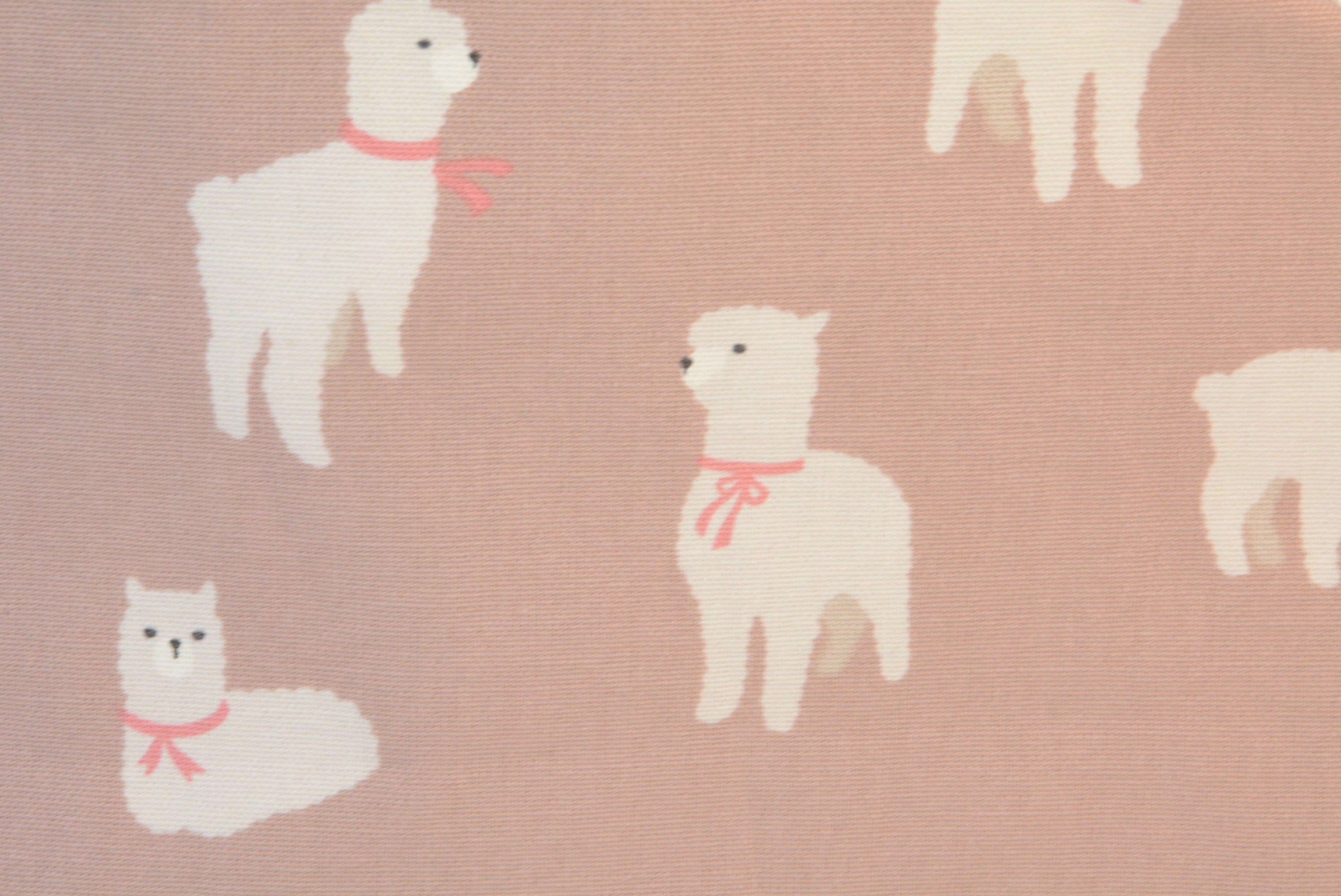 Fluffy Alpaca/ Llama on Cherry Pink *Cotton Linen Fabric*