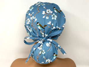 Sparrow and Apple Blossom - Pastel Blue - Ponytail