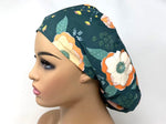 Load image into Gallery viewer, Large Orange Floral on Green - Ponytail
