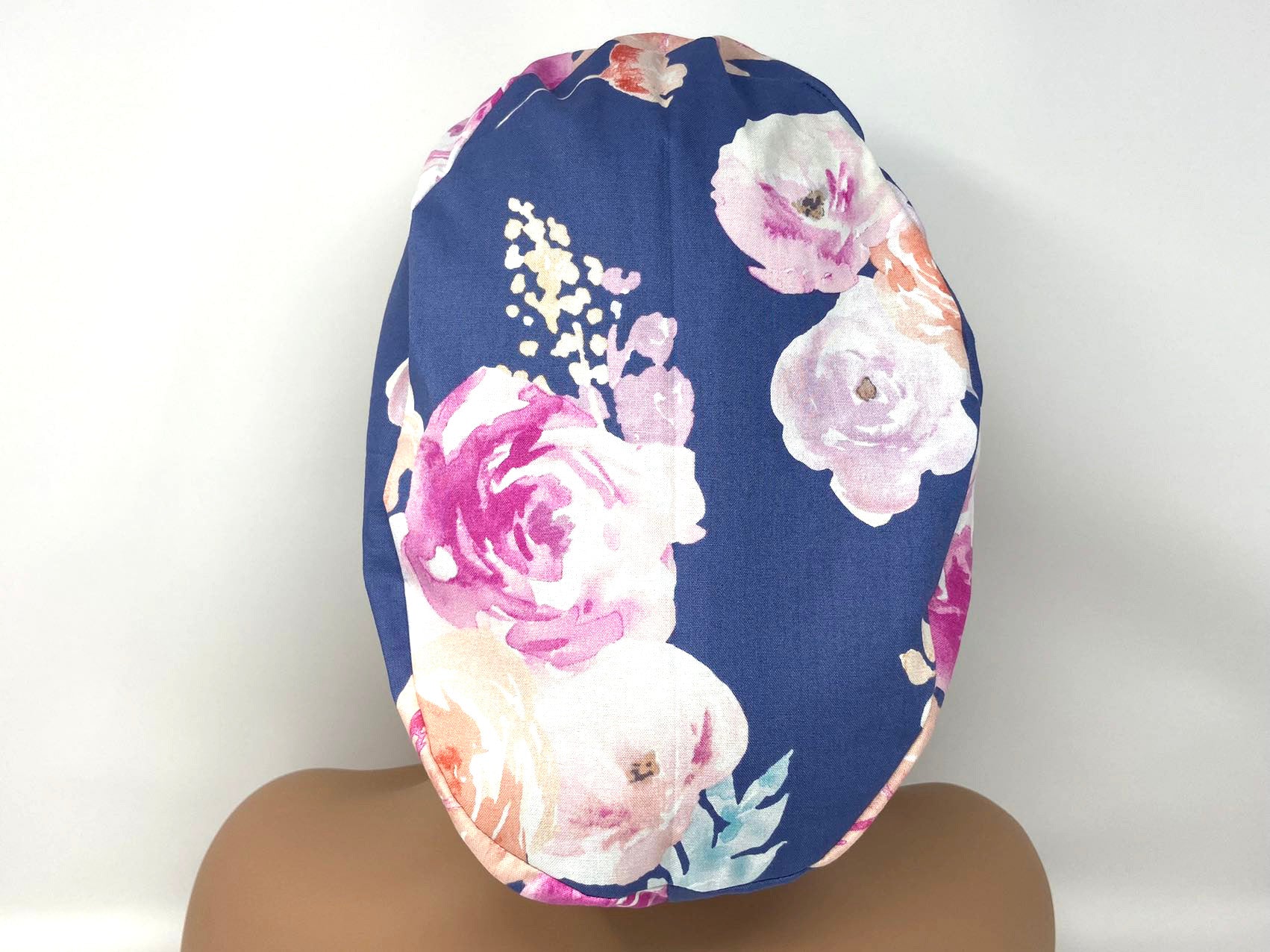 Large Roses in Watercolor on Steel Blue - Ponytail