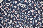 Load image into Gallery viewer, Little White Jasmine with Pink and Blue Leaves on Dark Blue
