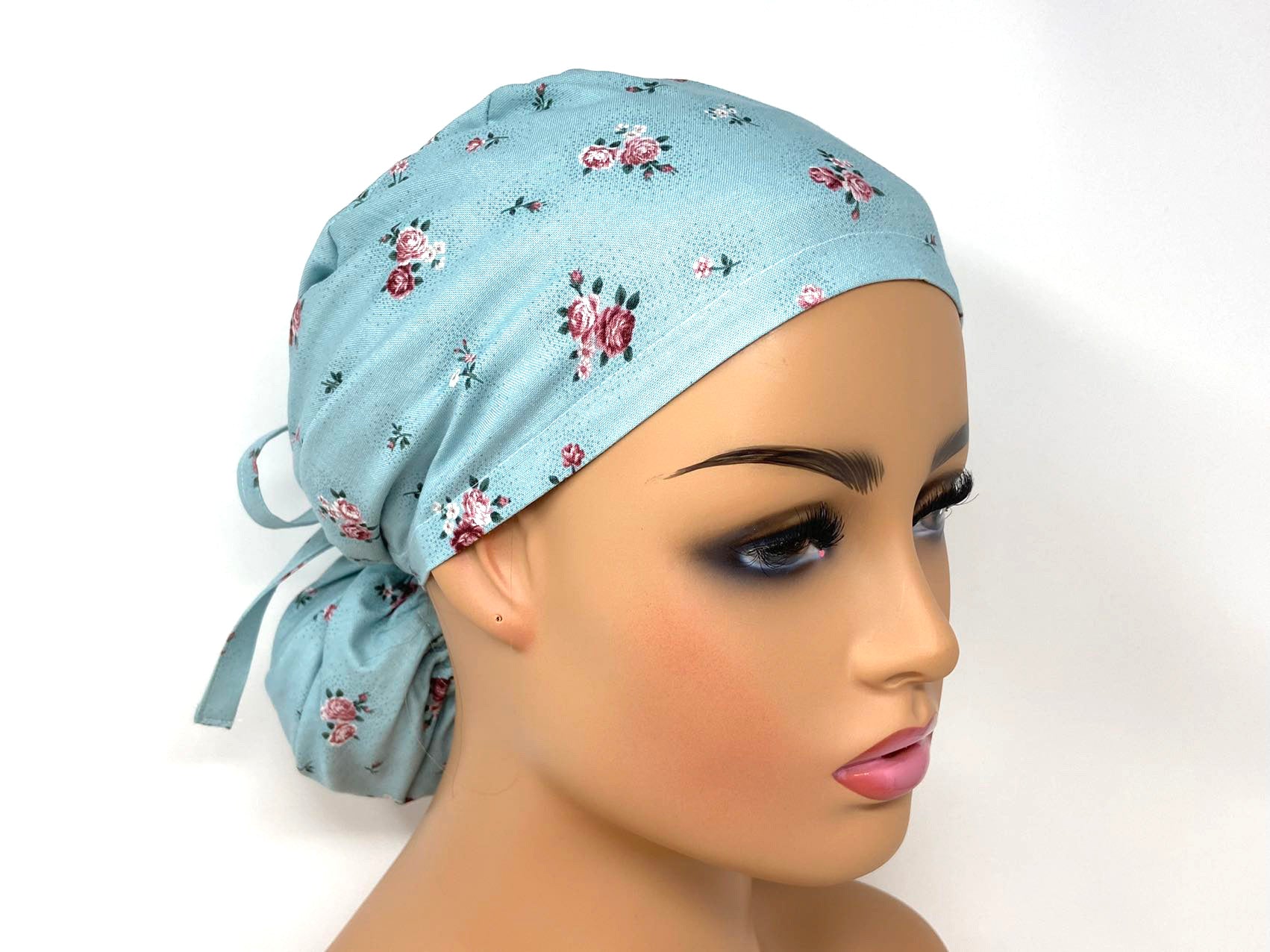 Country Roses on Teal - Ponytail