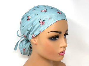 Country Roses on Teal - Ponytail