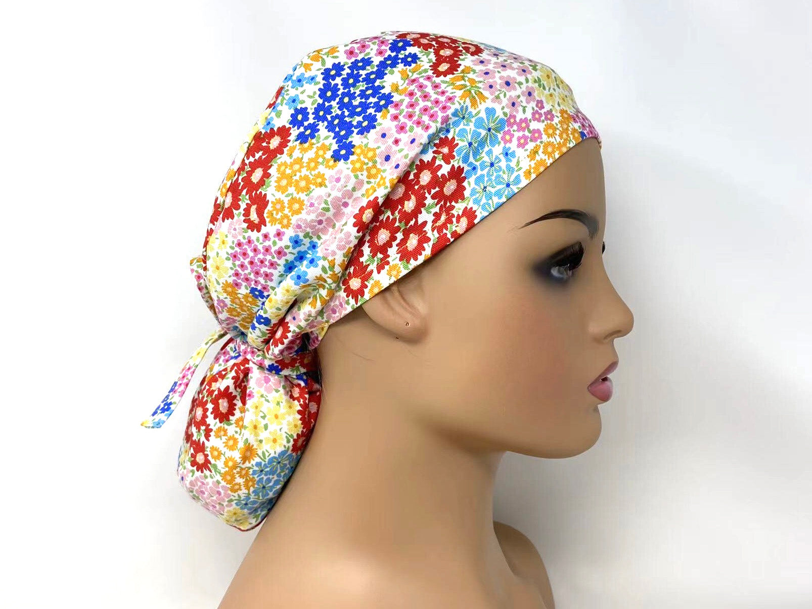 Colorful Flowers *Cotton Oxford* - Ponytail