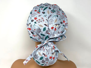 Christmas Sparrows in Hat and Scarf - Eggshell - Ponytail
