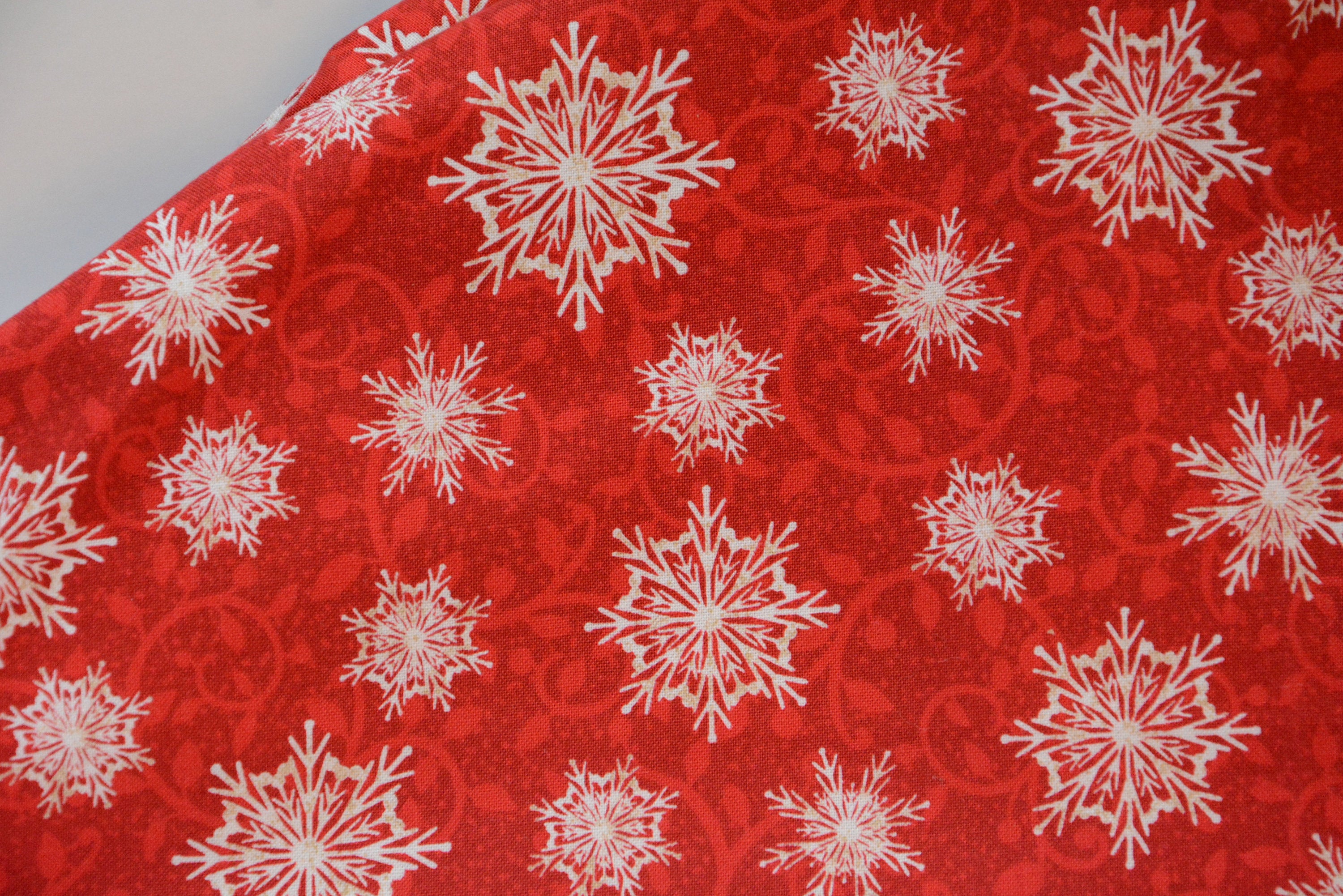 Christmas Snowflakes on Red