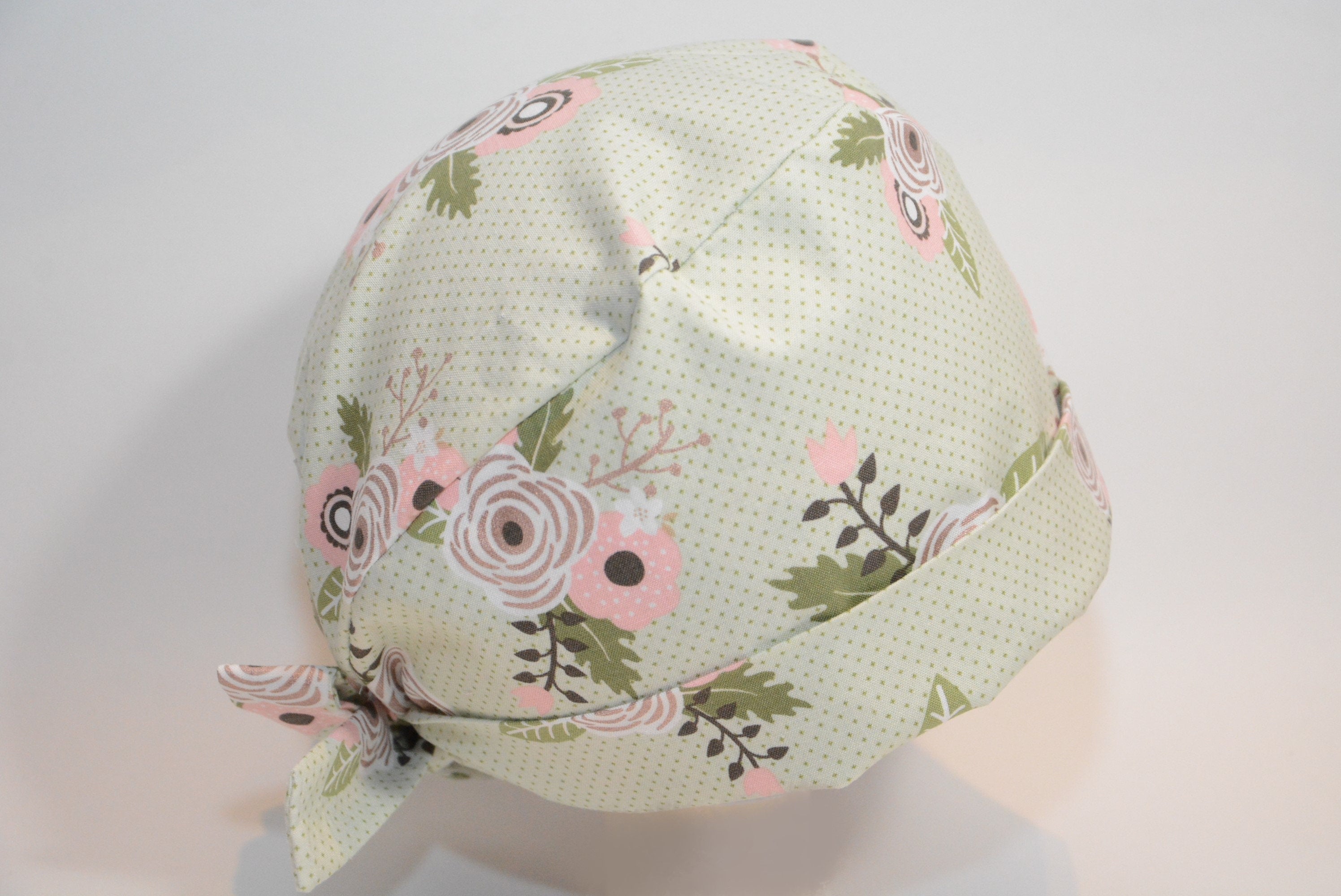 Roses on Pastel Green with Polka Dots - Rose Gold Metallic Print